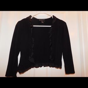 Cropped black ruffle cardigan